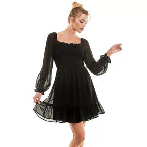 Lily Rose Women's Skater‎ Mini Dress Ruffle Babydoll  Black Fairy Grunge Whimsy